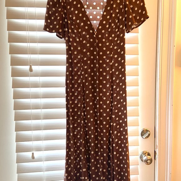 Reformation Locklin Midi Dress - Au Lait (Brown) - Size 0 - Picture 5 of 5